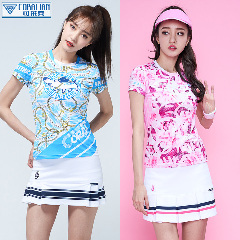 Korean can Lean badminton suit women's sports speed dry overdraft short sleeve blouses tennis table tennis table tennis