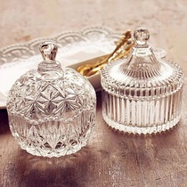 European glass candy jar transparent lidded storage jar fruit bowl seasoning box tea jar ashtray return gift jar set