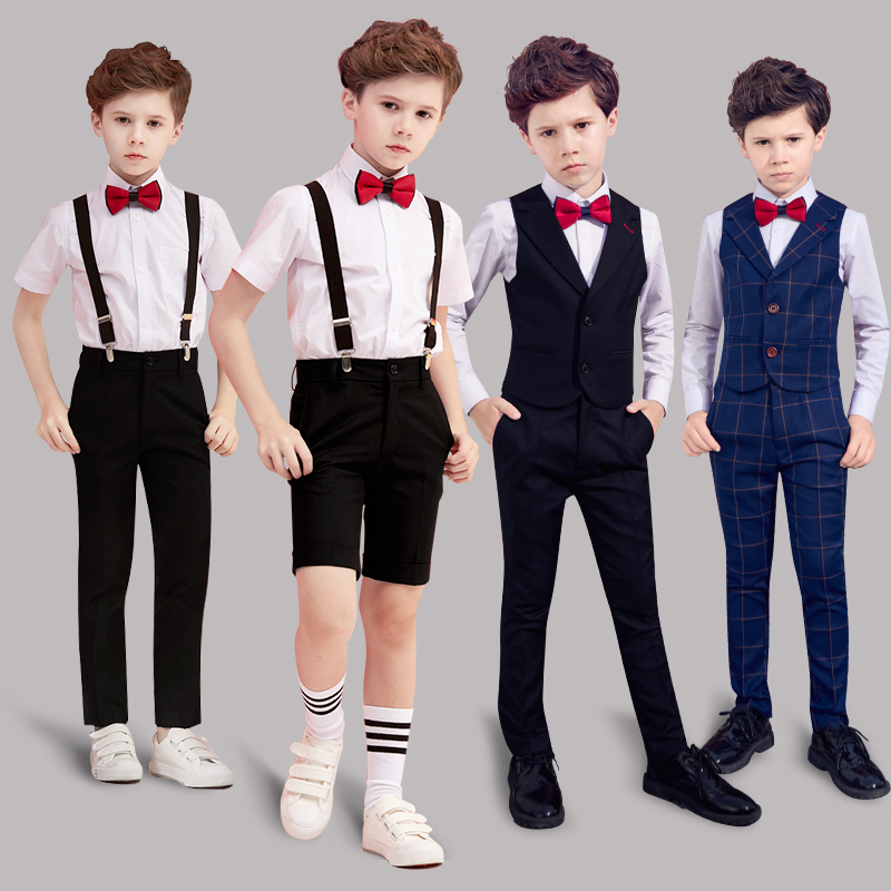 Children's dress boy flower girl Wedding boy suit Summer suit Host piano performance Catwalk performance costume New