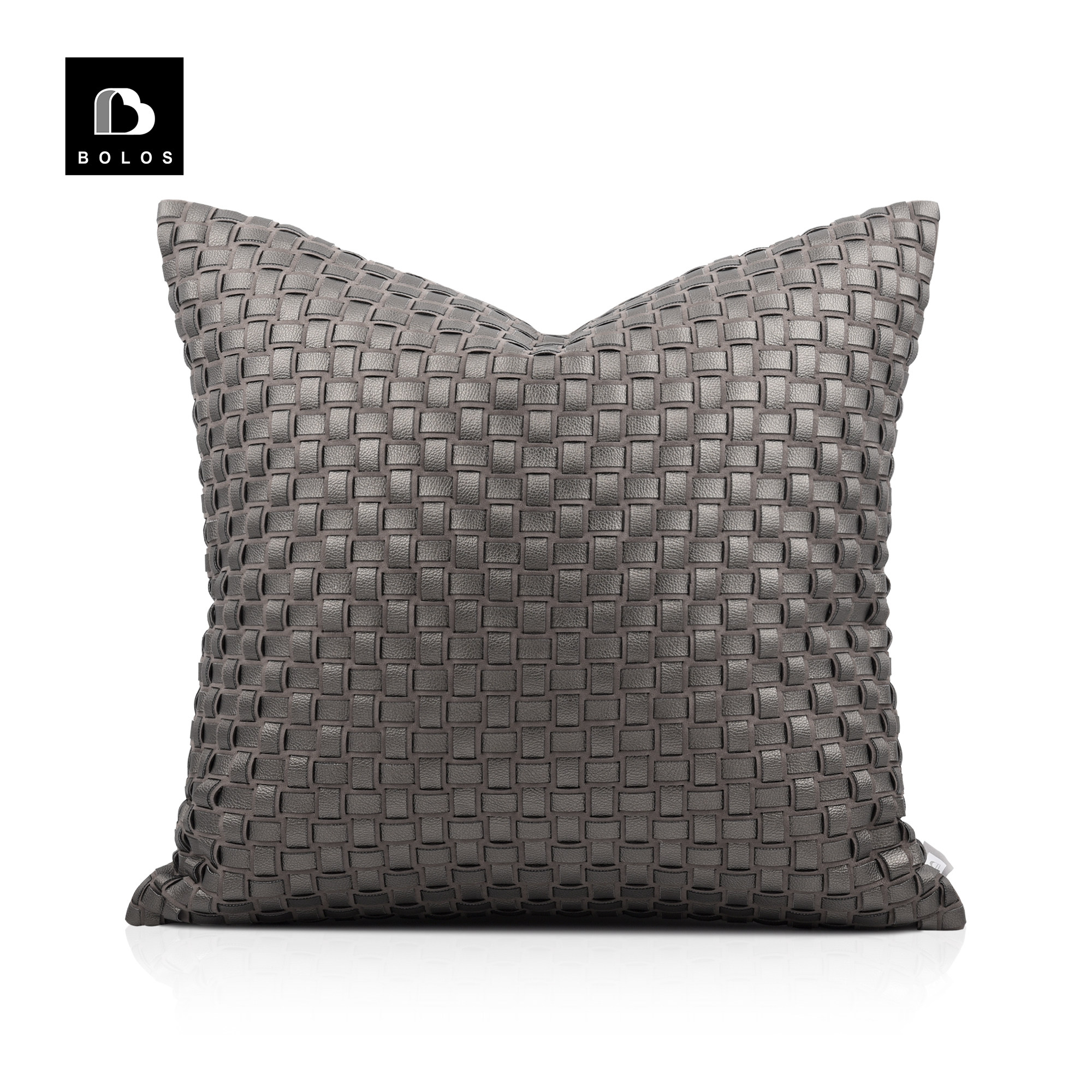 Modern minimalist Nordic model room Hong Kong style villa light luxury gray leather woven sofa pillowcase cushion bag