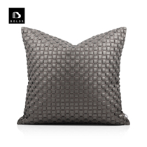 Modern Minimalist Nordic Prototype Inter-Board Port Style Villa Light Lavish Grey Leather Woven Sofa With Pillow Cover Cushions by bag