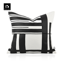 Modern Minimalist Light Lavish Board Room Nordic Living Room Black White Leather Splicing Custom Holding Pillows Sofa Leaning Back Cushion Cushions