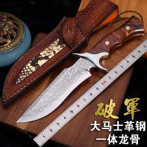 Outdoor Damascus Steel Knife High Hardness Sharp Small Knife Straight Knife Field Special War Cutter Anti-Body Military Knife