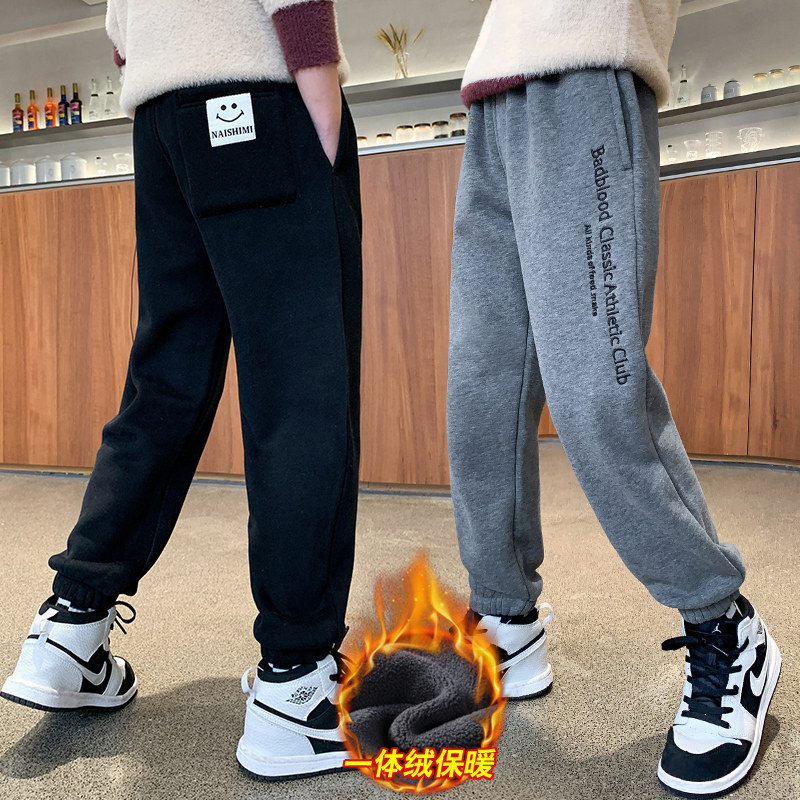 Boy gush pants autumn winter style 2023 new Grand Scout Thickening Integrated Suede Children Sports Pants Boy Guard Pants Tide-Taobao