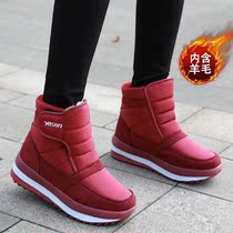 Winter Thickened Snowy Boots Woman High Helps Cotton Shoes Woman Middle Aged Plus Suede Waterproof Non-slip Mom Shoes Short Drum Boots