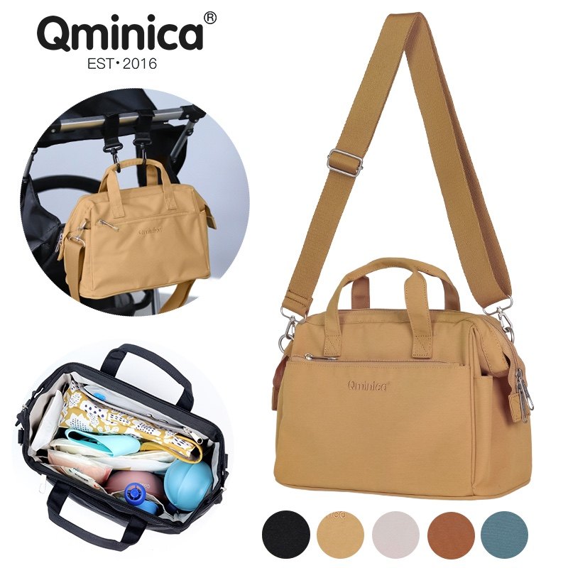 Qminica official website new lightweight mommy bag large-capacity multi-functional portable outgoing one-shoulder oblique cross mother and baby bag
