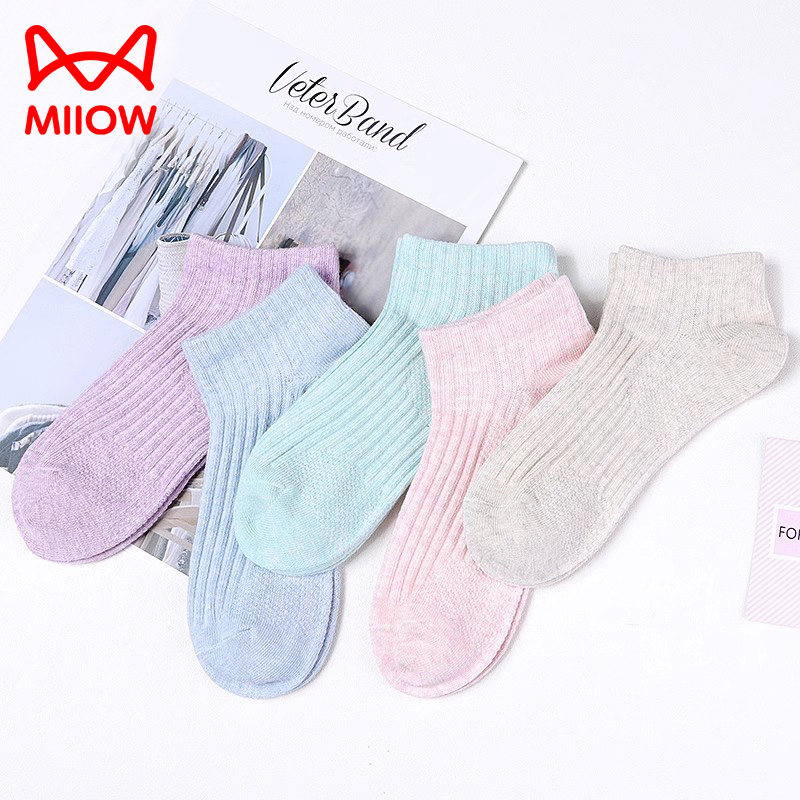 MiiOW cat lady socks lady spring summer non-slip and sweat short socks thin section student cute shallow mouth pure cotton boat socks women-Taobao