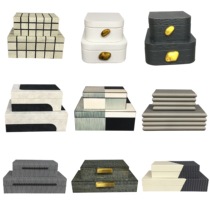 New Chinese style home creative soft decoration wooden jewelry box model room cloakroom decoration box cabinet grid ornaments