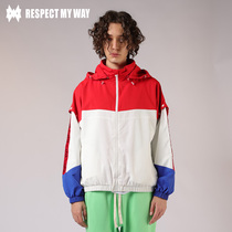  RESPECT MY WAY tide brand coach jacket mens stitching hip-hop hooded stormtrooper loose national tide jacket spring