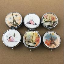 Portable Metal Round Flower Print Organizer Cute Compartment