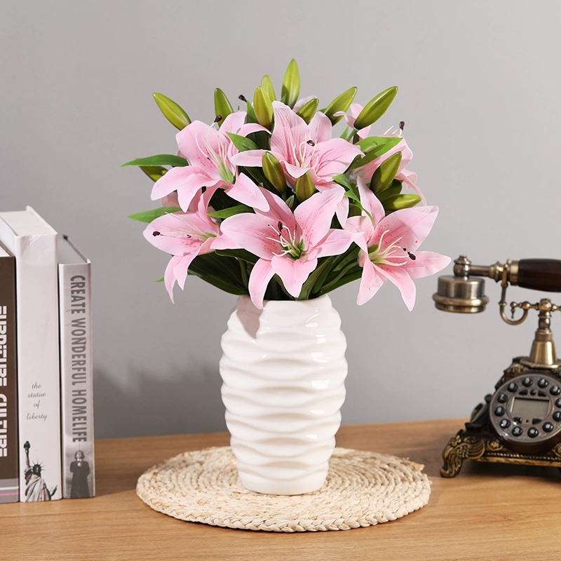 Mô phỏng cảm nhận hoa lily giả hoa nhựa bó hoa phòng khách trang trí phòng ngủ bình hoa sắp xếp bàn ăn bàn cà phê hoa - Hoa nhân tạo / Cây / Trái cây