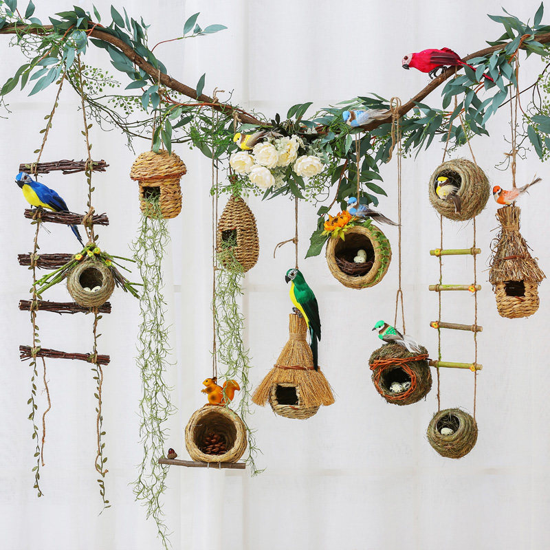 Kindergarten aerial charm ring micro landscape environment layout material pendant decoration forest system hanging creative bird's nest