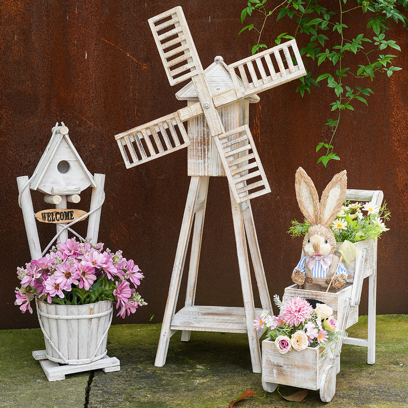 Solid Wood Flower Stand, Trendy Creative Ornament, Garden Outdoor Decoration, Homestay Environmental Creation Materials, Courtyard Arrangement and Landscaping