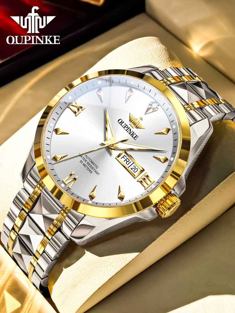 Imported Movement, Swiss Oupinke Genuine Brand, Real Diamond Men's Watch, Mechanical Watch, Fully Automatic Men's Waterproof Watch