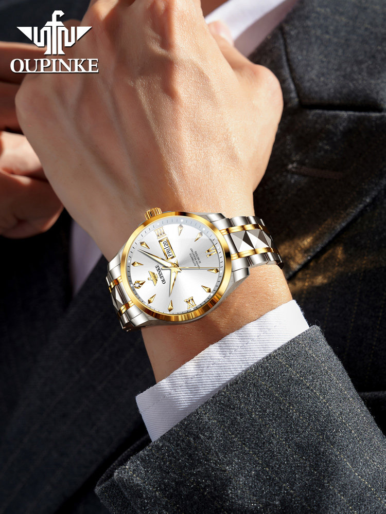 Imported Movement, Swiss Oupinke Genuine Brand, Real Diamond Men's Watch, Mechanical Watch, Fully Automatic Men's Waterproof Watch