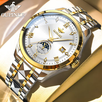 Swiss Oupinke Brand Genuine Luxury Watch Moon Phase Model Business Waterproof Watch Men's Mechanical Watch Fully Automatic Men's Model