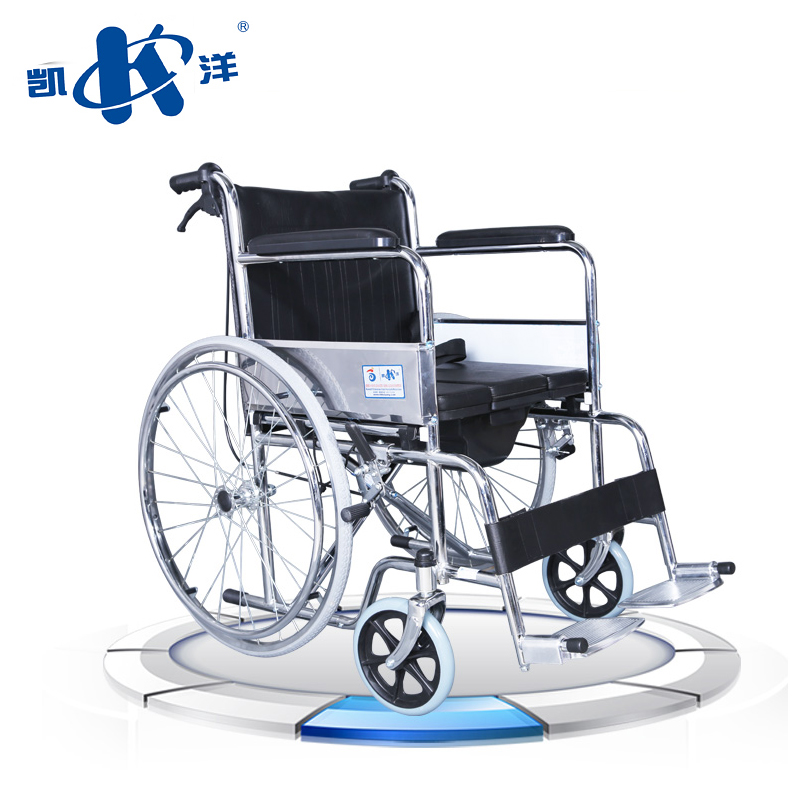 Kaiyang foldable wheelchair with seat for the elderly Four brakes thickened steel pipe with rear brake Light wheelchair for people with disabilities