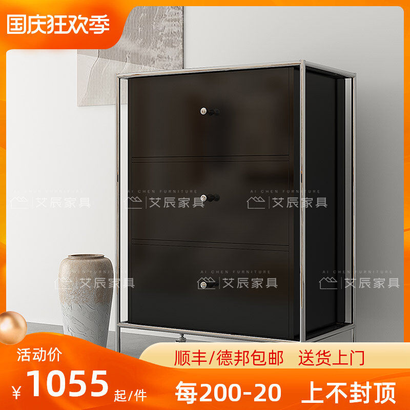 Nordic module design dining cabinet home living room bedroom storage cabinet stainless steel multi-layer display storage cabinet