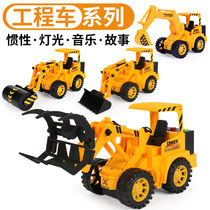 Drop resistant childrens large engineering car toy music story Inertial simulation car model Baby boy excavator