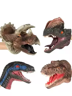 Animal gloves hand puppet toys children's dinosaur head interactive doll Tyrannosaurus Rex Shark Arm can open mouth shark plastic soft glue