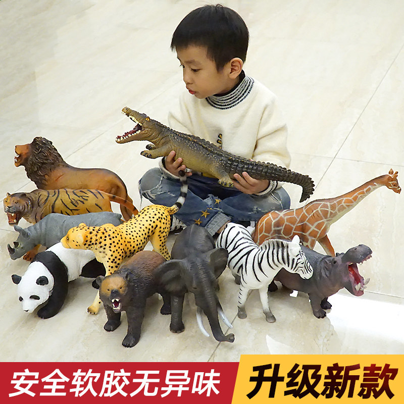 Super Size Soft Glue Emulation Wildlife Model Children Zoo Toys Crocodile Elephant Tiger Giraffe Bear