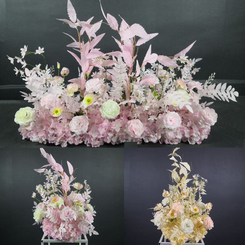 New wedding fake flower simulation road leading flower row T terrace in Chinese style large red row of flower road leading strip hanging flower-Taobao