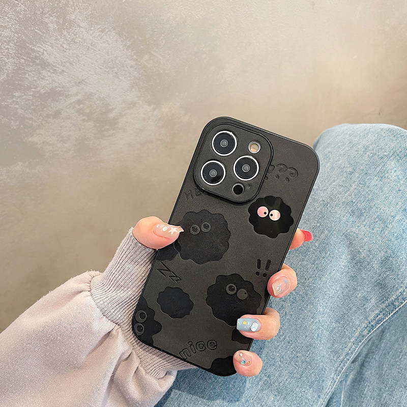 Cute cartoon leather case for iPhone 18 Pro, 17 Pro Max, Apple 14, laser-cut design, 15 couple's case, premium 13 new model, 12 Max niche case, 11/16/XR premium sensory experience.