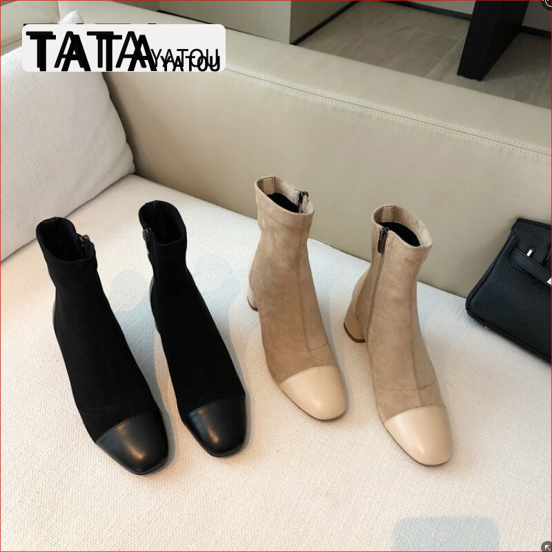 TATA YATOU He's her girl boots female single boot Martin boots thick heel heels official flagship store for women's shoes