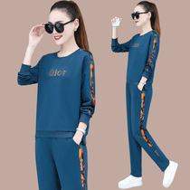 Sportswear women autumn suit loose fashion age Foreign style Korean spring and autumn round neck dress Tide brand casual two-piece set