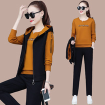 Leisure sports suit women Spring and Autumn summer 2021 New Korean version of loose clothes fashion running clothes three-piece tide