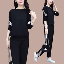 Spring 2021 New sweater set women fashion casual sportswear large size loose foreign atmosphere thin two-piece set tide