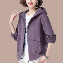 Corduroy coat womens short autumn 2021 new mother loose casual Lady Spring and Autumn jacket coat tide