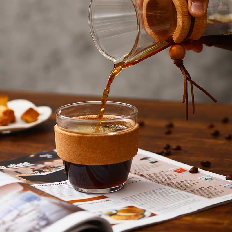 Australian keep-up eco-friendly cork ring accompanying portable glass coffee cup