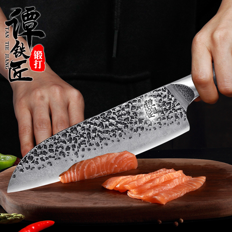 Tan blacksmith hand-forged professional cooking knife sushi knife West kitchen knife fish raw knife bayonet knife beef knife
