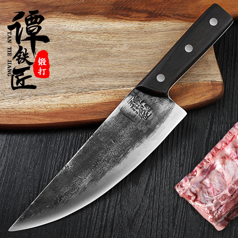 Tan blacksmith hand forging sharp knife slaughtering sheep slaughter pig special knife bloodletting bone removal knife butcher professional cutting meat cutting knife