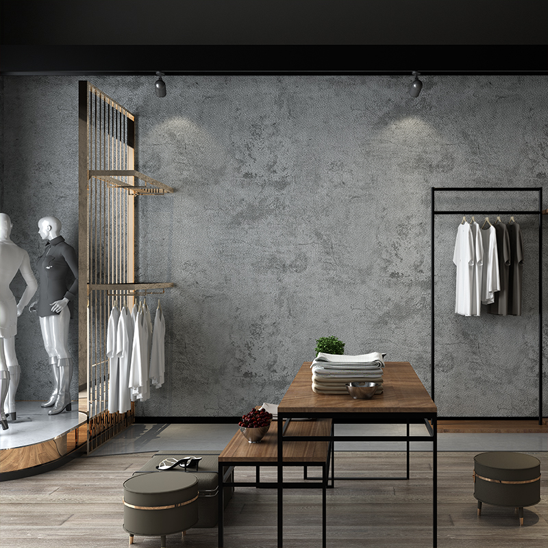 Cement gray wallpaper Retro nostalgic Nordic industrial style wallpaper Shopping mall clothing store Restaurant Hotel Internet cafe hair salon