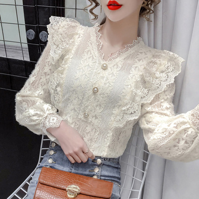 taobao agent Spring long-sleeve, top, V-neckline, 2021 collection, western style