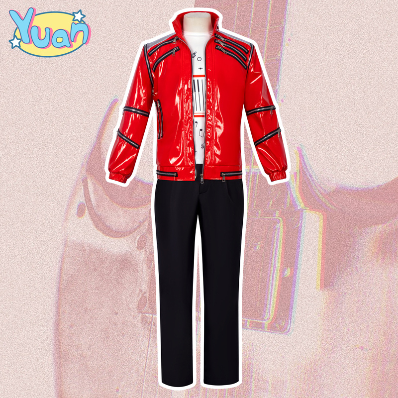 Mj Michael Jackson Classic Beat It Concert Version Red Patent Leather Jacket Mj Michael Jackson Classic Beat It Concert Version Red Patent Leather Jacket