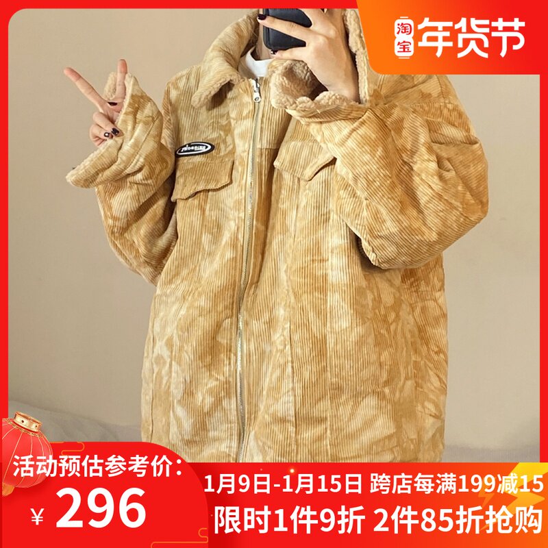 NEIGBORL Tide brand corduroy lapel double-sided wear autumn and winter coat men and women casual lamb wool cotton clothes couples