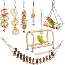 Parrot toy bird supplies wooden toy combination swing rope ladder hanging ladder soft ladder 8-piece set