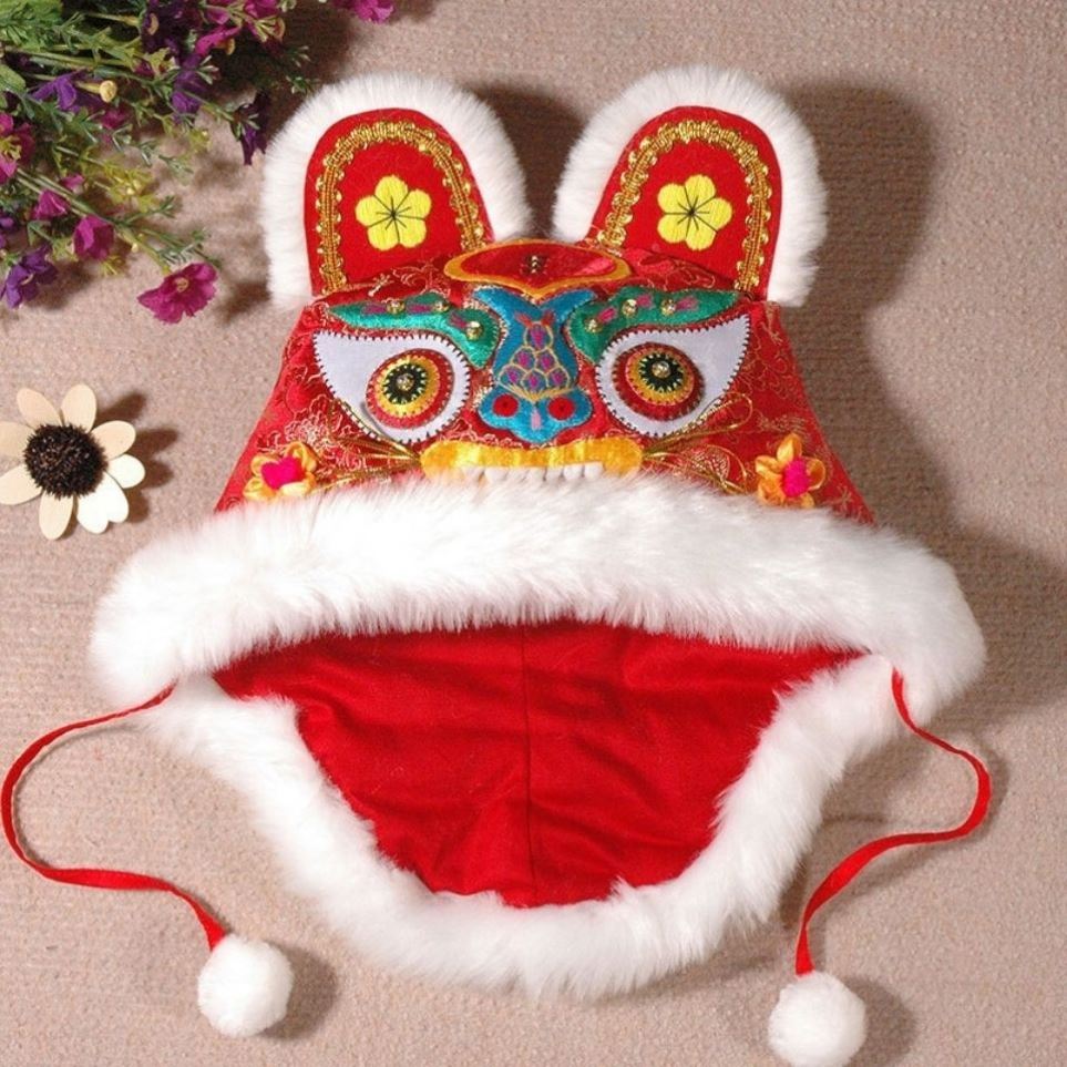 Tiger head hat male baby beginner baby New Year adult tiger cap 100 days arrest weekly hat tire cap winter wake-up cap
