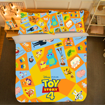 Toy Story four-piece set double Woody Buzz Lightyear childrens cartoon bedding single bed three-piece set