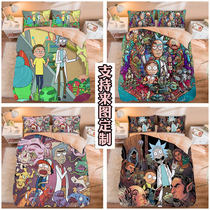 American TV series ins cartoon Rick and Morty bed sheet and quilt cover three or four piece set Rick and Morty peripheral bedding