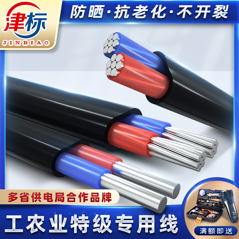 GB sheathed wire 2 core aluminum wire 6 10 16 25 square double core aluminum wire anti-aging aluminum core wire outdoor