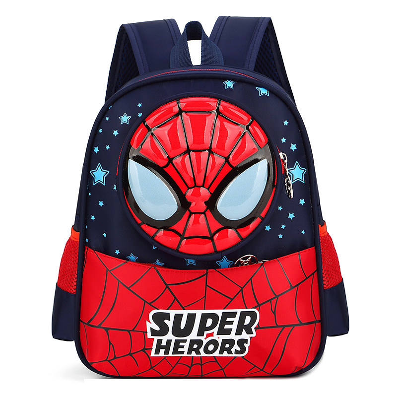 Spider Man School Bag Cute Cartoon Kindergarten Male Baby 3-6 Light Weight 100 Hitch American Captain Child's Shoulder Bag