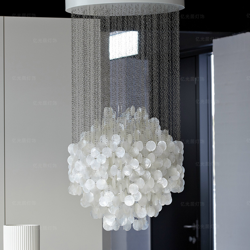 Duplex Building Villa Living Room Stairway Light Natural Shell Sheet Hollow Pick Up High Italy Original Prototype Board Room Chandelia