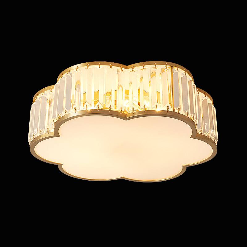 Light luxury crystal chandelier aisle living room full copper modern minimal personality dining room aisle balcony ceiling lamp