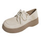 White small leather shoes for women in autumn and winter 2025 new British style thick-soled loafers Oxford large toe lace-up single shoes