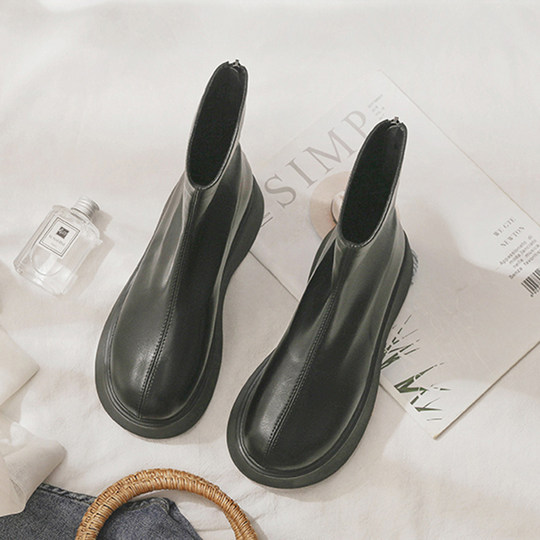 Black Martin boots short boots for women British style autumn and winter plus velvet 2025 new versatile internet celebrity popular thick-soled chimney boots