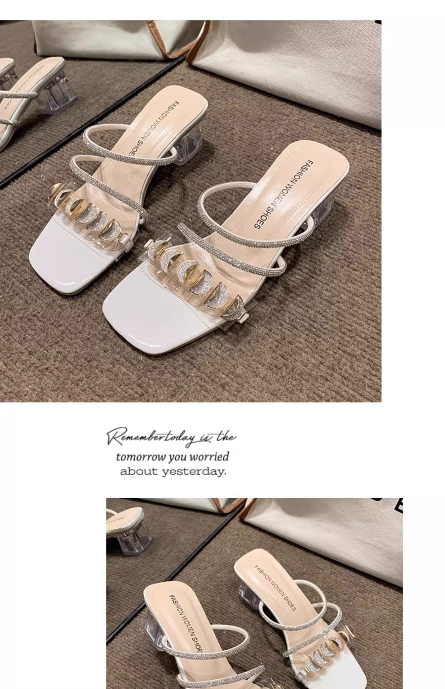C9763 2760K GIÀY DÉP SANDAL NỮ RSKREGS GẮN ĐÁ GÓT VUÔNG MÙA HÈ GIÀY DÉP NỮ G06 SẢN PHẨM MỚI